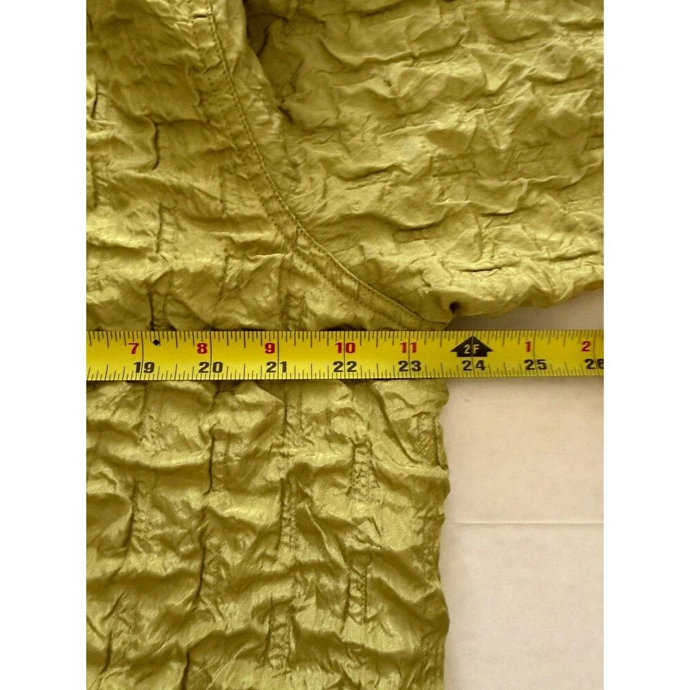 Chico’s Women’s XL Chartreuse Puckered Textured Jacket Size 3 Resort Cruise